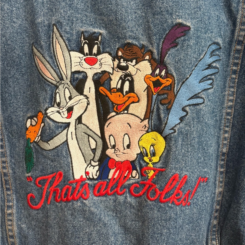 Vintage Looney Tunes Embroidered Denim Jacket sz XS - Picture 3 of 4